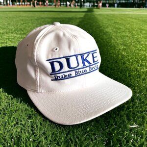 Vintage Duke Blue Devils Hat Cap Adult White Split Bar Snapback The Game 90s